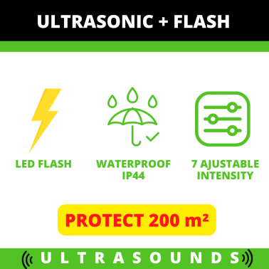 Garden Protector 4 con Flash | Repellente a Ultrasuoni per Animali