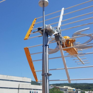 Installazione dello Spaventapasseri per Antenna sul Tetto di una Casa. Zoom sul Fissaggio del Palo